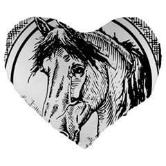 Framed Horse Large 19  Premium Heart Shape Cushions by Nexatart