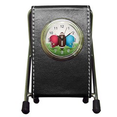 Helmet Ball Football America Sport Red Brown Blue Green Pen Holder Desk Clocks by Mariart