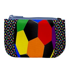 Team Soccer Coming Out Tease Ball Color Rainbow Sport Large Coin Purse by Mariart