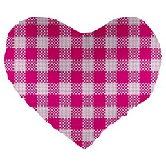 Plaid Pattern Large 19  Premium Flano Heart Shape Cushions by ValentinaDesign