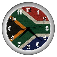 Vintage Flag - South Africa Wall Clocks (silver)  by ValentinaDesign