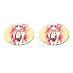 Blonde Hair Bikini Furry Girl Cufflinks (oval) by Catifornia