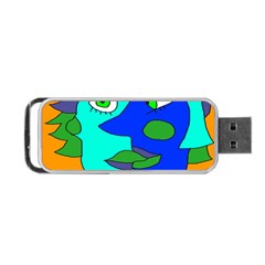 Visual Face Blue Orange Green Mask Portable Usb Flash (two Sides) by Mariart