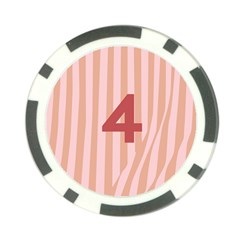 Number 4 Line Vertical Red Pink Wave Chevron Poker Chip Card Guard by Mariart