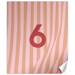 Number 6 Line Vertical Red Pink Wave Chevron Canvas 8  X 10  by Mariart