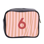 Number 6 Line Vertical Red Pink Wave Chevron Mini Toiletries Bag 2-Side Back