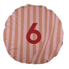 Number 6 Line Vertical Red Pink Wave Chevron Large 18  Premium Round Cushions by Mariart