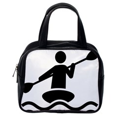 Cropped Kayak Graphic Race Paddle Black Water Sea Wave Beach Classic Handbags (one Side) by Mariart