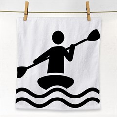 Cropped Kayak Graphic Race Paddle Black Water Sea Wave Beach Face Towel by Mariart