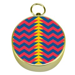 Lllustration Geometric Red Blue Yellow Chevron Wave Line Gold Compasses by Mariart