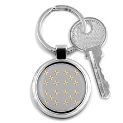 Syrface Flower Floral Gold White Space Star Key Chains (round)  by Mariart