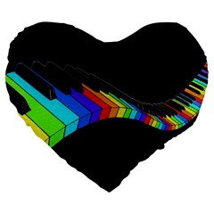 Rainbow Piano  Large 19  Premium Flano Heart Shape Cushions by Valentinaart