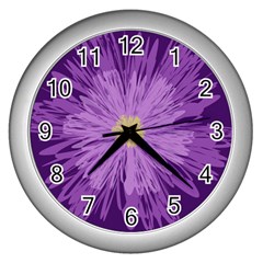 Purple Flower Floral Purple Flowers Wall Clocks (silver)  by Nexatart