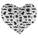 Aztecs pattern Large 19  Premium Flano Heart Shape Cushions Front