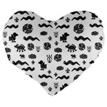 Aztecs pattern Large 19  Premium Flano Heart Shape Cushions Back