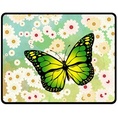 Green Butterfly Fleece Blanket (medium)  by linceazul