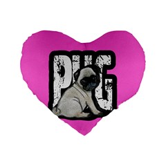 Pug Standard 16  Premium Heart Shape Cushions by Valentinaart