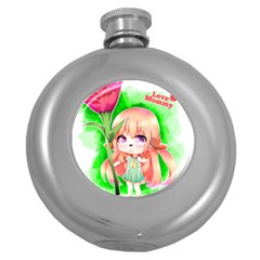 Happy Mother s Day Furry Girl Round Hip Flask (5 Oz) by Catifornia