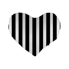 Black White Line Vertical Standard 16  Premium Heart Shape Cushions by Mariart