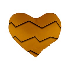 Orange Shades Wave Chevron Line Standard 16  Premium Heart Shape Cushions by Mariart