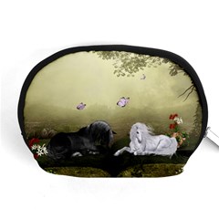 Wonderful Whte Unicorn With Black Horse Accessory Pouches (medium)  by FantasyWorld7