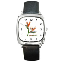 Bird Of Paradise Square Metal Watch by Valentinaart