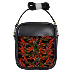 Bird Of Paradise Girls Sling Bags by Valentinaart