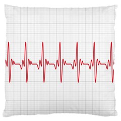 Cardiogram Vary Heart Rate Perform Line Red Plaid Wave Waves Chevron Large Flano Cushion Case (one Side) by Mariart