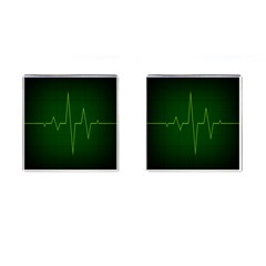 Heart Rate Green Line Light Healty Cufflinks (square) by Mariart