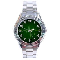 Heart Rate Green Line Light Healty Stainless Steel Analogue Watch by Mariart