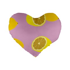 Fruit Lemons Orange Purple Standard 16  Premium Heart Shape Cushions by Mariart