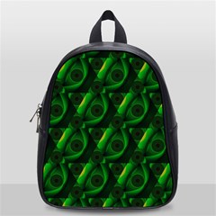 Green Eye Line Triangle Poljka School Bags (small)  by Mariart