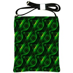 Green Eye Line Triangle Poljka Shoulder Sling Bags by Mariart