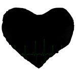 Heart Rate Line Green Black Wave Chevron Waves Large 19  Premium Flano Heart Shape Cushions Front