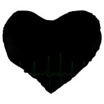 Heart Rate Line Green Black Wave Chevron Waves Large 19  Premium Flano Heart Shape Cushions Back