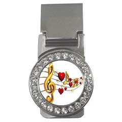 Music Notes Heart Beat Money Clips (cz)  by Mariart