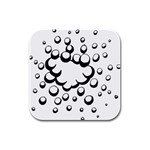 Splash Bubble Black White Polka Circle Rubber Square Coaster (4 pack)  Front