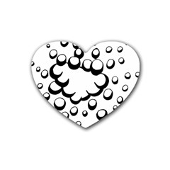 Splash Bubble Black White Polka Circle Rubber Coaster (heart)  by Mariart