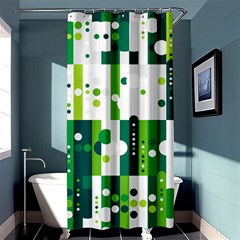 Generative Art Experiment Rectangular Circular Shapes Polka Green Vertical Shower Curtain 36  X 72  (stall)  by Mariart