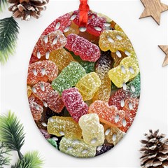 Jelly Beans Candy Sour Sweet Oval Filigree Ornament (two Sides) by Nexatart