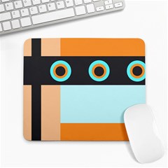 Orange, Aqua, Black Spots And Stripes Large Mousepads by digitaldivadesigns