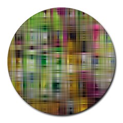 Woven Colorful Abstract Background Of A Tight Weave Pattern Round Mousepads by Nexatart