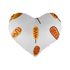 Hot Dog Buns Sate Sauce Bread Standard 16  Premium Heart Shape Cushions by Mariart