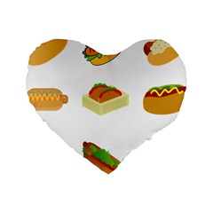 Hot Dog Buns Sauce Bread Standard 16  Premium Heart Shape Cushions by Mariart