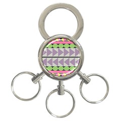 Shapes Patchwork Circle Triangle 3-ring Key Chains by Mariart