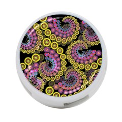 Spiral Floral Fractal Flower Star Sunflower Purple Yellow 4-port Usb Hub (two Sides)  by Mariart