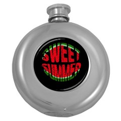 Watermelon - Sweet Summer Round Hip Flask (5 Oz) by Valentinaart