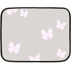 Butterfly Silhouette Organic Prints Linen Metallic Synthetic Wall Pink Fleece Blanket (mini) by Mariart