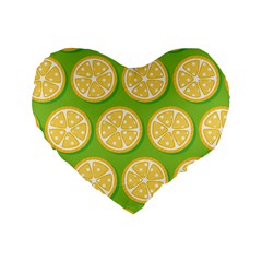 Lime Orange Yellow Green Fruit Standard 16  Premium Heart Shape Cushions by Mariart