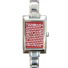 Pink White Polka Dots Rectangle Italian Charm Watch by Mariart